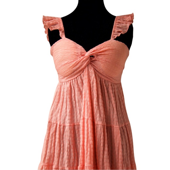 Peach Ruffled Strap Sundress - Picture 2 of 4